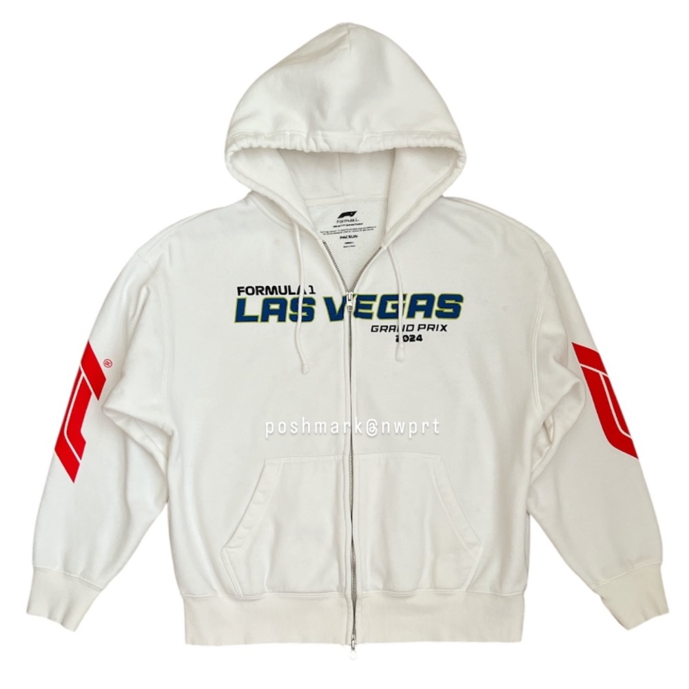 PACSUN 🏁 F1 Las Vegas Hoodie 2024 Sweatshirt Off White Formula One 1 Racing XS - Picture 3 of 14